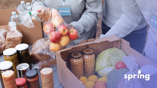 Food being prepared at food bank